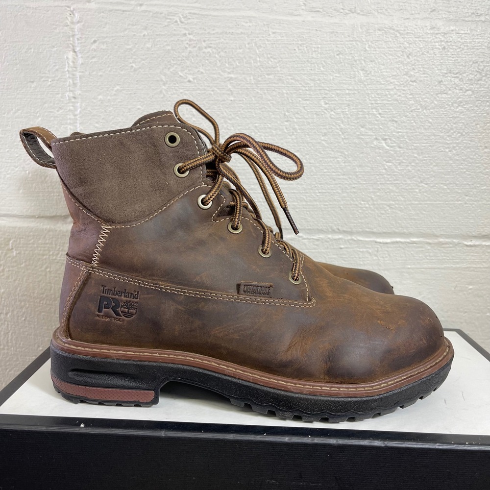 Timberland Pro434 A1KKS Steel Toe Brown Leather Work Boots Lace up Women's 7 US